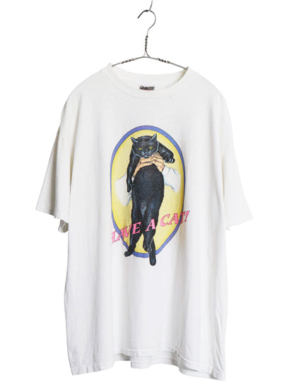 90s USA製 ネコ イラスト プリント Tシャツ メンズ XL オールド アート アニマル キャラクター ビール 企業 シングルステッチ 大きいサイズ