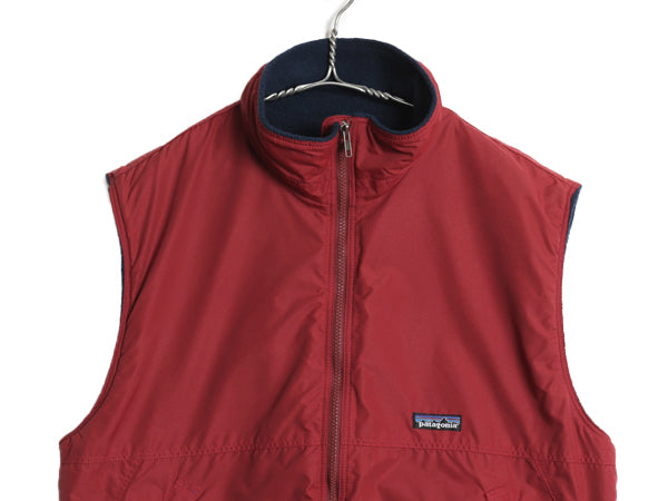 90s ★ パタゴニア シェルド シンチラ ベスト メンズ L 古着 95年製 オールド ナイロン 裏 フリース ハイネック フルジップ 重ね着 前開き