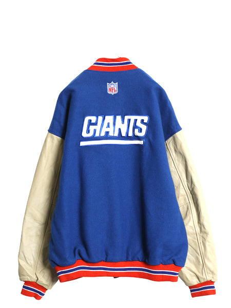 00s ナイキ ジャイアンツ 袖 本革 レザー ウール スタジャン メンズ XL / オールド NFL オフィシャル 中綿 スウッシュ アワード ジャケット
