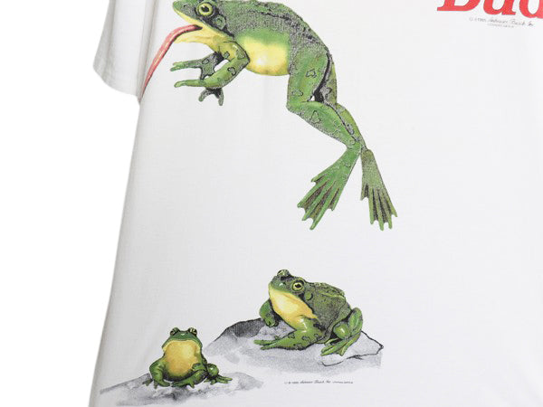 90s USA製 ★ バドワイザー カエル イラスト プリント Tシャツ メンズ XL / 古着 オールド グラフィック ビール 企業物 当時物 アニマル 白