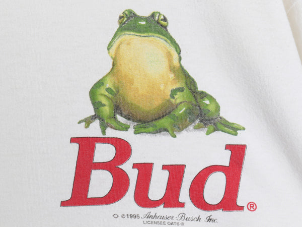90s USA製 ★ バドワイザー カエル イラスト プリント Tシャツ メンズ XL / 古着 オールド グラフィック ビール 企業物 当時物 アニマル 白