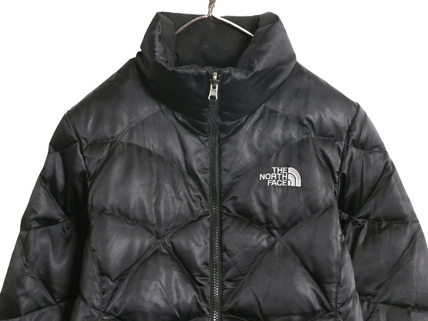 US企画 ノースフェイス ナイロン ダウン ジャケット レディース S / アウトドア 550 フィル フルジップ キルティング パッカブル ブラック