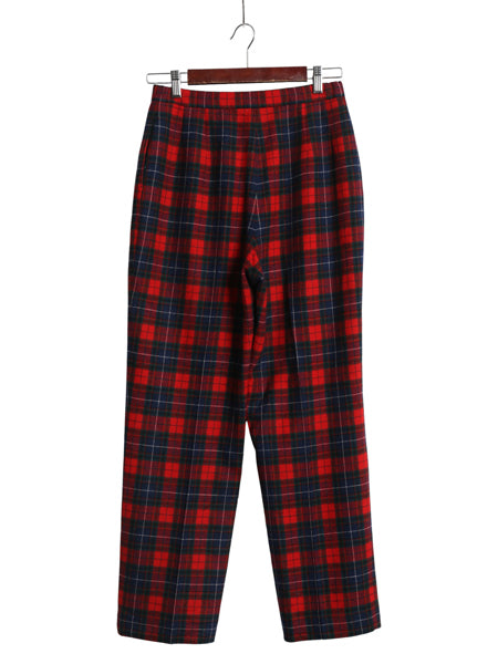70s 80s USA製 ペンドルトン チェック ウール スラックス パンツ レディース S 程 古着 ヴィンテージ ノータック ストレート ライナー付き
