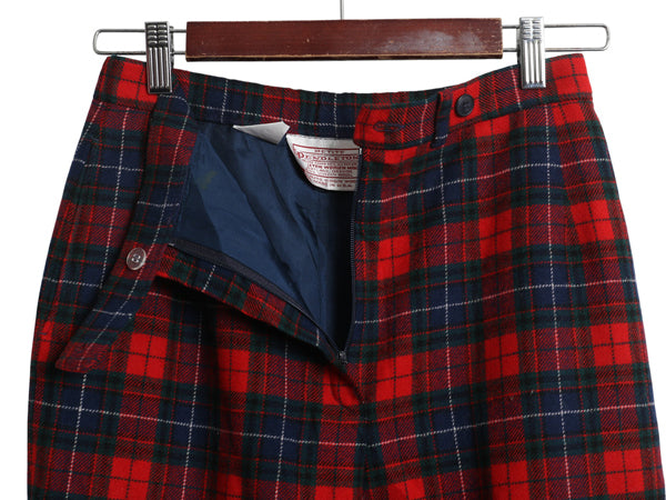 70s 80s USA製 ペンドルトン チェック ウール スラックス パンツ レディース S 程 古着 ヴィンテージ ノータック ストレート ライナー付き