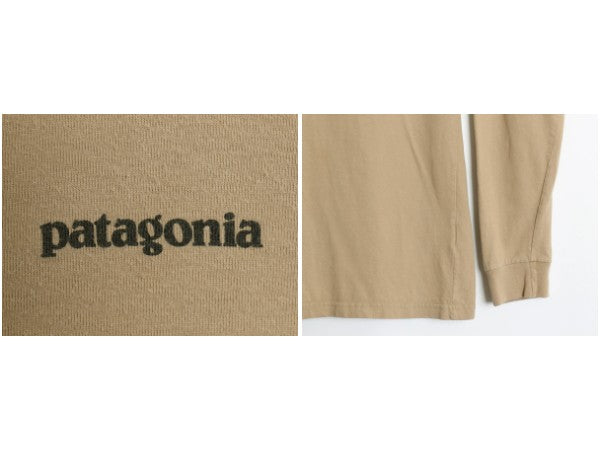 パタゴニア 両面 プリント 長袖 Tシャツ メンズ M 17年製 アウトドア ロンT フィッツロイ トラウト オーガニック コットン カットソー 茶
