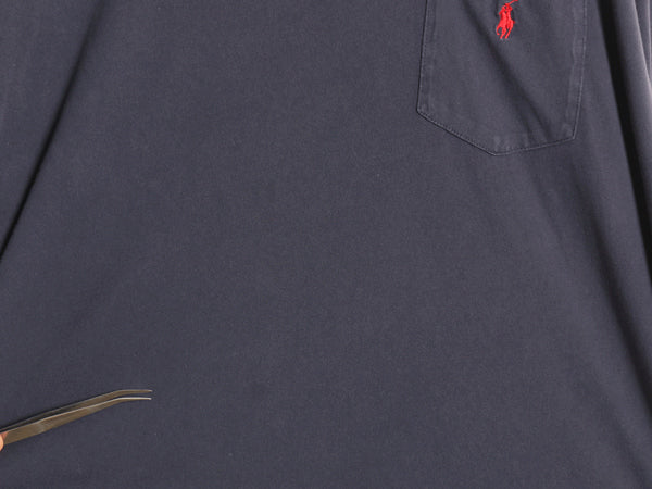 90s ポロ ラルフローレン ポケット付き 長袖 Tシャツ メンズ XL / オールド ロンT ポケT シングルステッチ ワンポイント 大きいサイズ 紺