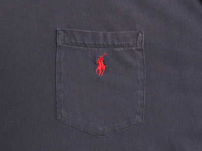 90s ポロ ラルフローレン ポケット付き 長袖 Tシャツ メンズ XL / オールド ロンT ポケT シングルステッチ ワンポイント 大きいサイズ 紺