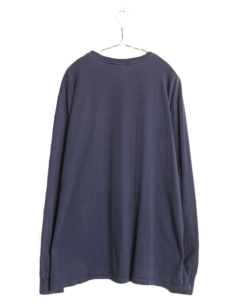 90s ポロ ラルフローレン ポケット付き 長袖 Tシャツ メンズ XL / オールド ロンT ポケT シングルステッチ ワンポイント 大きいサイズ 紺