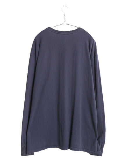 90s ポロ ラルフローレン ポケット付き 長袖 Tシャツ メンズ XL / オールド ロンT ポケT シングルステッチ ワンポイント 大きいサイズ 紺