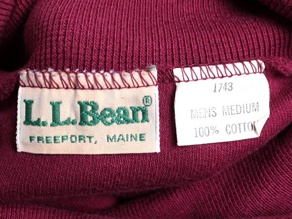 80s USA製 ■ エルエルビーン タートルネック 長袖 Tシャツ ( メンズ M 小さめ ) 80年代 ビンテージ ロンT LLBEAN 長袖Tシャツ 無地 エンジ