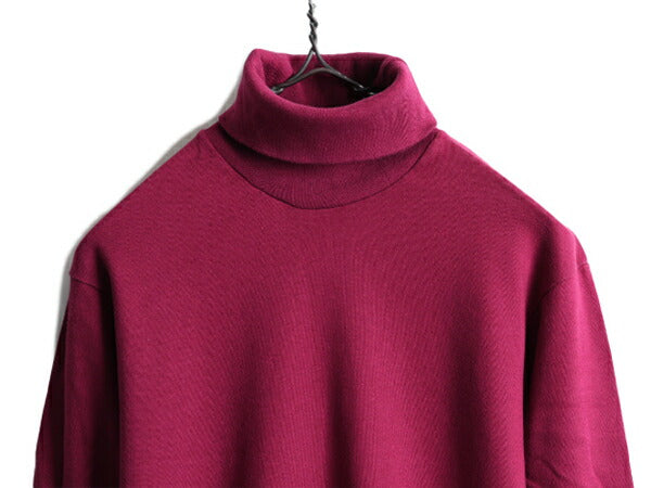 80s USA製 ■ エルエルビーン タートルネック 長袖 Tシャツ ( メンズ M 小さめ ) 80年代 ビンテージ ロンT LLBEAN 長袖Tシャツ 無地 エンジ