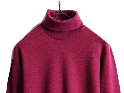 80s USA製 ■ エルエルビーン タートルネック 長袖 Tシャツ ( メンズ M 小さめ ) 80年代 ビンテージ ロンT LLBEAN 長袖Tシャツ 無地 エンジ
