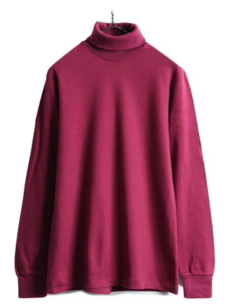 80s USA製 ■ エルエルビーン タートルネック 長袖 Tシャツ ( メンズ M 小さめ ) 80年代 ビンテージ ロンT LLBEAN 長袖Tシャツ 無地 エンジ