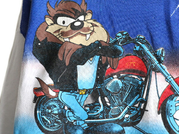 90s USA製 ■ ワーナー タズマニアンデビル オーバー プリント スウェット トレーナー メンズ レディース XL / キャラクター 90年代 バイク