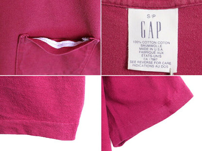 90s USA製 希少サイズ S ■ GAP オールド ギャップ ポケット付き 半袖 Tシャツ ( メンズ ) 古着 90年代 旧タグ 無地T ポケT 片ポケ 耳付き