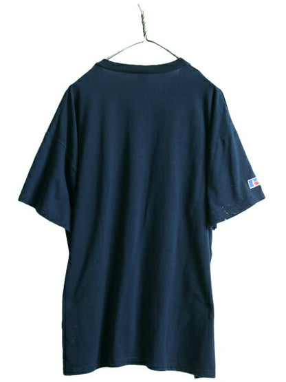 90s USA製 大きいサイズ XL ■ MLB オフィシャル ヤンキース プリント 半袖 Tシャツ メンズ / 古着 ラッセル 90年代 オールド 大リーグ 紺