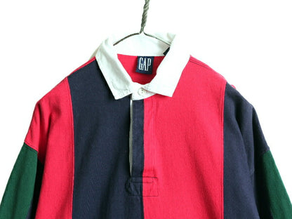 90s ■ OLD GAP クレイジー 長袖 ラガー シャツ メンズ S / 古着 90年代 オールド ギャップ ラグビーシャツ ストライプ ビッグシルエット