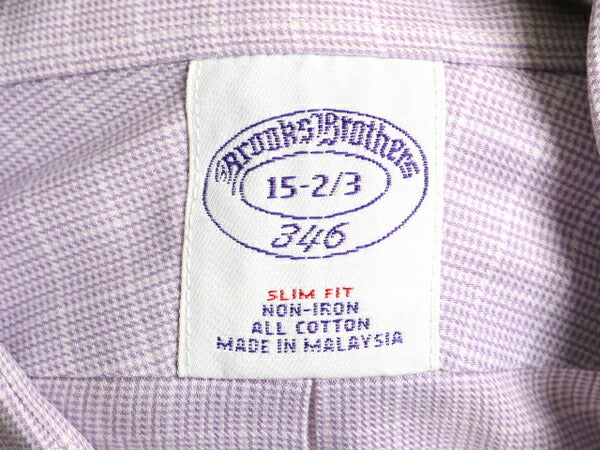 ■ ブルックスブラザーズ チェック 長袖 シャツ メンズ M 程/ BROOKS BROTHERS 346 長袖シャツ ビジネス ノーアイロン ワイシャツ スリム