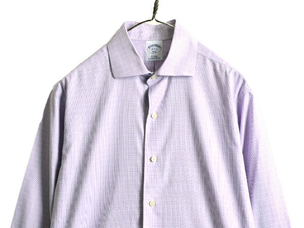 ■ ブルックスブラザーズ チェック 長袖 シャツ メンズ M 程/ BROOKS BROTHERS 346 長袖シャツ ビジネス ノーアイロン ワイシャツ スリム
