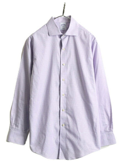 ■ ブルックスブラザーズ チェック 長袖 シャツ メンズ M 程/ BROOKS BROTHERS 346 長袖シャツ ビジネス ノーアイロン ワイシャツ スリム