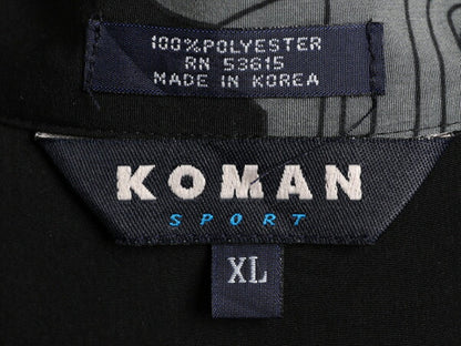 90s 大きいサイズ XL ■ KOMAN オールド カー 総柄 オープンカラー 半袖 シャツ メンズ / 開襟 チカーノ ハワイアン アロハ 黒 ブラック 車