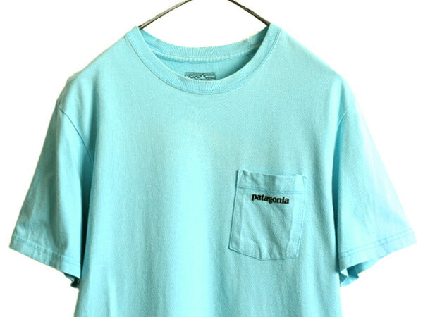■ パタゴニア ポケット付き フィッツロイ プリント 半袖 Tシャツ メンズ L 古着 Patagonia ポケT ロゴT バックプリント P-6 ボックスロゴ