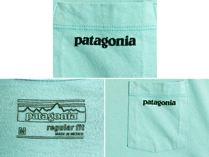 ■ パタゴニア ポケット付き フィッツロイ プリント 半袖 Tシャツ メンズ L 古着 Patagonia ポケT ロゴT バックプリント P-6 ボックスロゴ