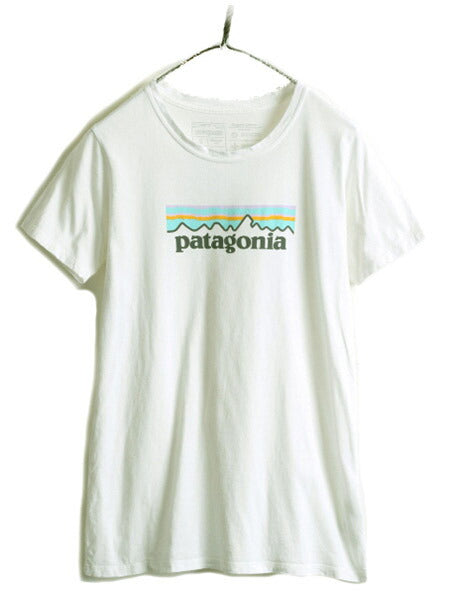 18年製 ■ パタゴニア プリント 半袖 Tシャツ レディース S 古着 Patagonia アウトドア オーガニック コットン P-6 フィッツロイ パステル