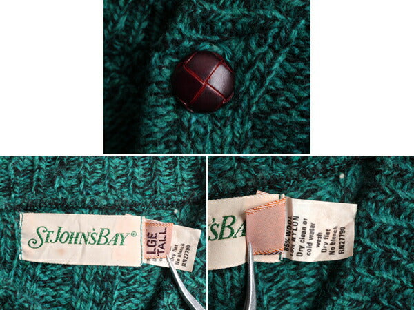 80s ST JOHN'S BAY ヘンリーネック デザイン ニット セーター メンズ L / セントジョンズベイ ヴィンテージ  JCペニー ケーブル JCPenney
