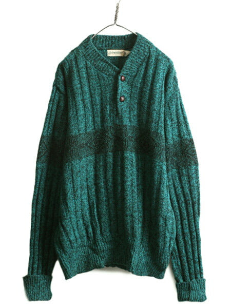 80s ST JOHN'S BAY ヘンリーネック デザイン ニット セーター メンズ L / セントジョンズベイ ヴィンテージ  JCペニー ケーブル JCPenney