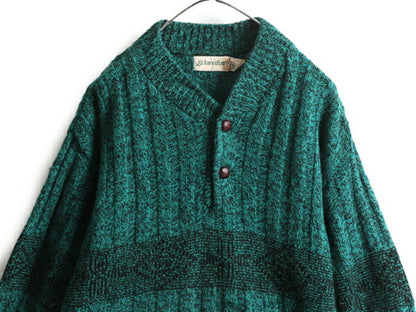 80s ST JOHN'S BAY ヘンリーネック デザイン ニット セーター メンズ L / セントジョンズベイ ヴィンテージ  JCペニー ケーブル JCPenney