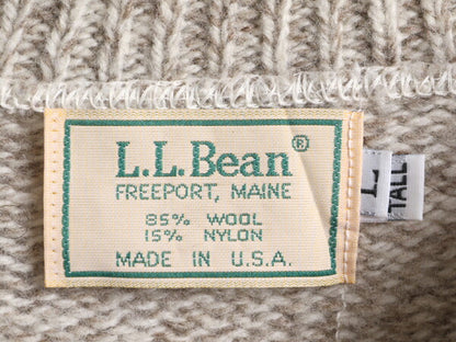 80s USA製 エルエルビーン ウール ニット セーター メンズ L ヴィンテージ 80年代 LLBEAN クルーネック 無地 旧タグ グレージュ アウトドア