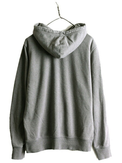 ノースフェイス プリント スウェット フード パーカー メンズ M 古着 The North Face アウトドア プルオーバー 裏起毛 トレーナー 灰 薄手