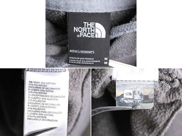 ノースフェイス プリント スウェット フード パーカー メンズ M 古着 The North Face アウトドア プルオーバー 裏起毛 トレーナー 灰 薄手