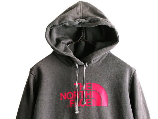 ノースフェイス プリント スウェット フード パーカー レディース L アウトドア The North Face トレーナー プルオーバー 灰 裏起毛 グレー