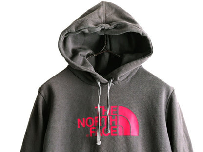 ノースフェイス プリント スウェット フード パーカー レディース L アウトドア The North Face トレーナー プルオーバー 灰 裏起毛 グレー