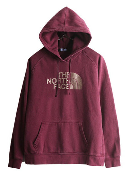 ノースフェイス プリント スウェット フード パーカー レディース M 古着 アウトドア The North Face トレーナー プルオーバー 裏起毛 薄手