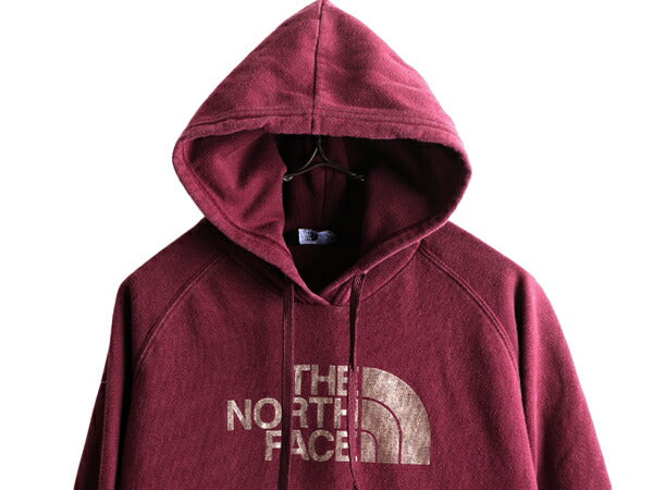 ノースフェイス プリント スウェット フード パーカー レディース M 古着 アウトドア The North Face トレーナー プルオーバー 裏起毛 薄手