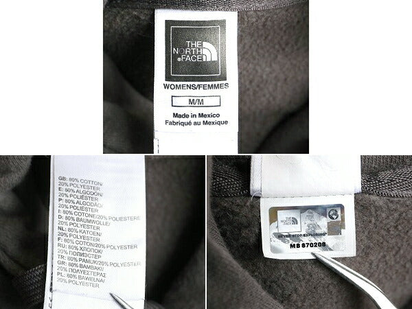 ノースフェイス プリント スウェット フード パーカー レディース M アウトドア The North Face トレーナー プルオーバー 裏起毛 グレー