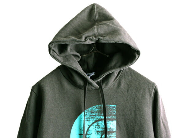 ノースフェイス プリント スウェット フード パーカー レディース M アウトドア The North Face トレーナー プルオーバー 裏起毛 グレー