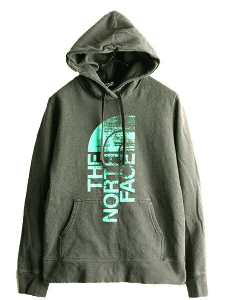 ノースフェイス プリント スウェット フード パーカー レディース M アウトドア The North Face トレーナー プルオーバー 裏起毛 グレー