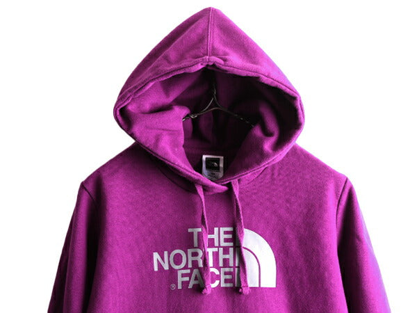 ノースフェイス プリント スウェット フード パーカー レディース M アウトドア The North Face トレーナー プルオーバー 裏起毛 パープル