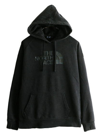 ノースフェイス プリント スウェット フード パーカー レディース M / アウトドア The North Face トレーナー プルオーバー 裏起毛 薄手 黒