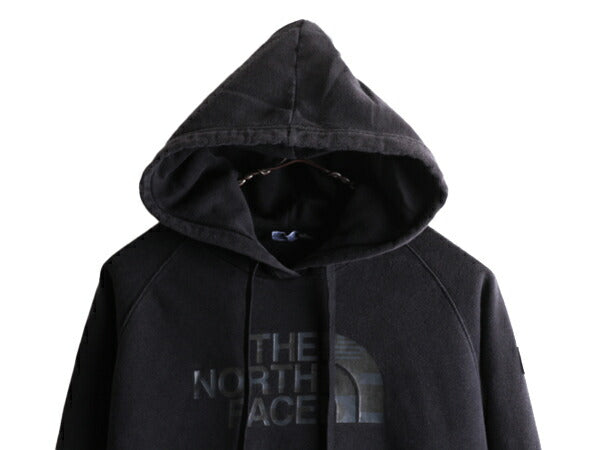 ノースフェイス プリント スウェット フード パーカー レディース M / アウトドア The North Face トレーナー プルオーバー 裏起毛 薄手 黒