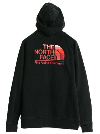 ノースフェイス 両面 プリント スウェット フード パーカー レディース M / The North Face アウトドア トレーナー プルオーバー ブラック