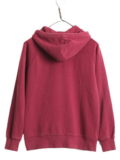 ノースフェイス プリント スウェット フード パーカー レディース XS アウトドア The North Face トレーナー プルオーバー 裏起毛 ボルドー