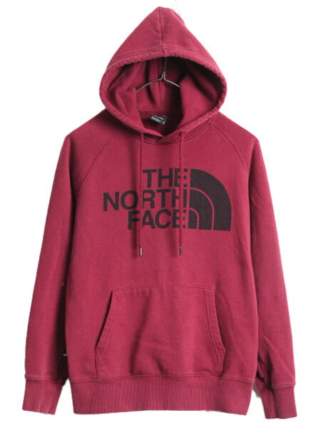ノースフェイス プリント スウェット フード パーカー レディース XS アウトドア The North Face トレーナー プルオーバー 裏起毛 ボルドー