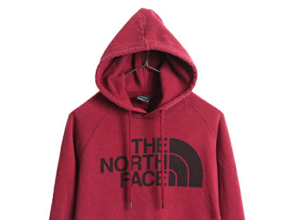 ノースフェイス プリント スウェット フード パーカー レディース XS アウトドア The North Face トレーナー プルオーバー 裏起毛 ボルドー