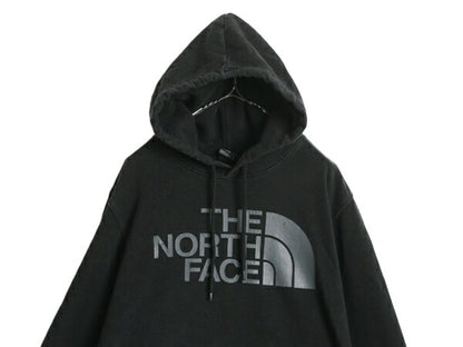 ノースフェイス プリント スウェット フード パーカー メンズ L The North Face アウトドア トレーナー プルオーバー 裏起毛 ブラック 薄手