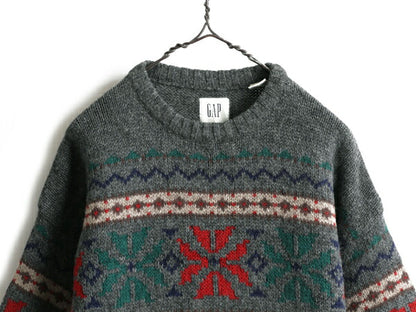 00s ■ OLD GAP ノルディック シェットランド ウール 長袖 ニット セーター メンズ レディース S / 00年代 オールド ギャップ 総柄 旧タグ